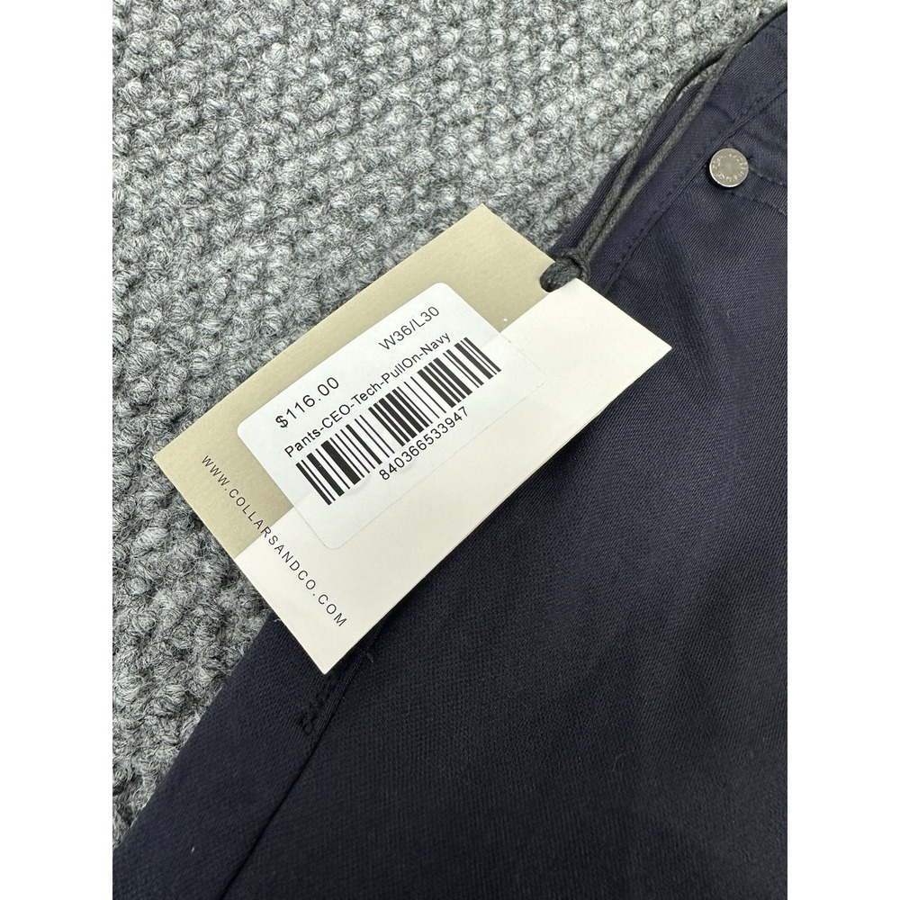 Collars & Co Men's 36x30 CEO Tech Pull On Pants Chino Navy Blue Stretch - New - Picture 4 of 14